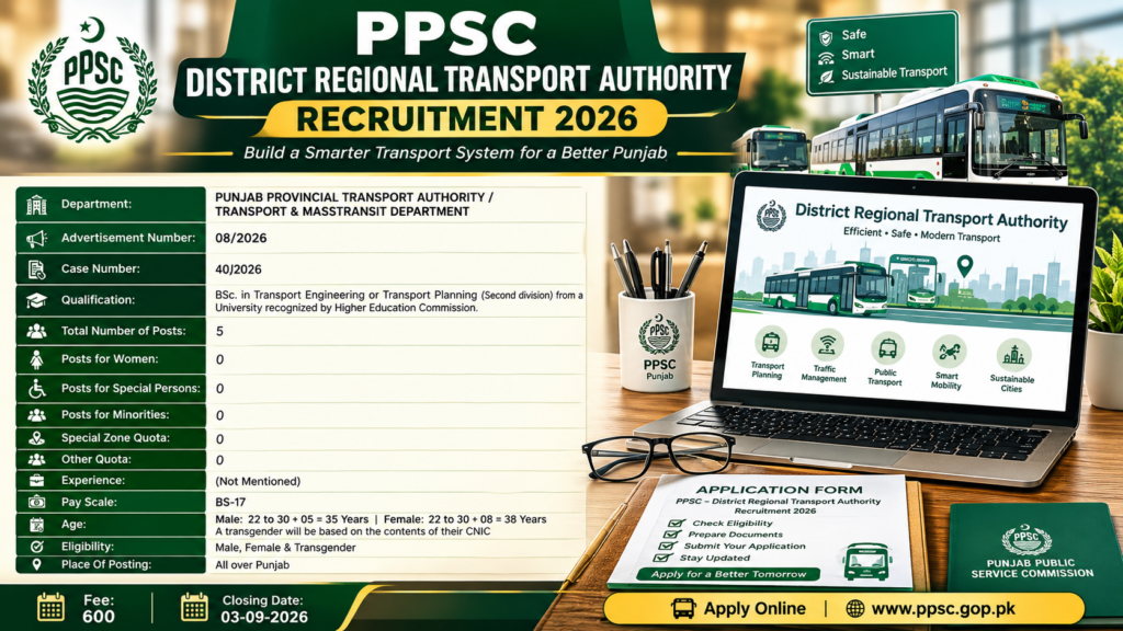PPSC Secretary District Regional Transport Authority Jobs 2026