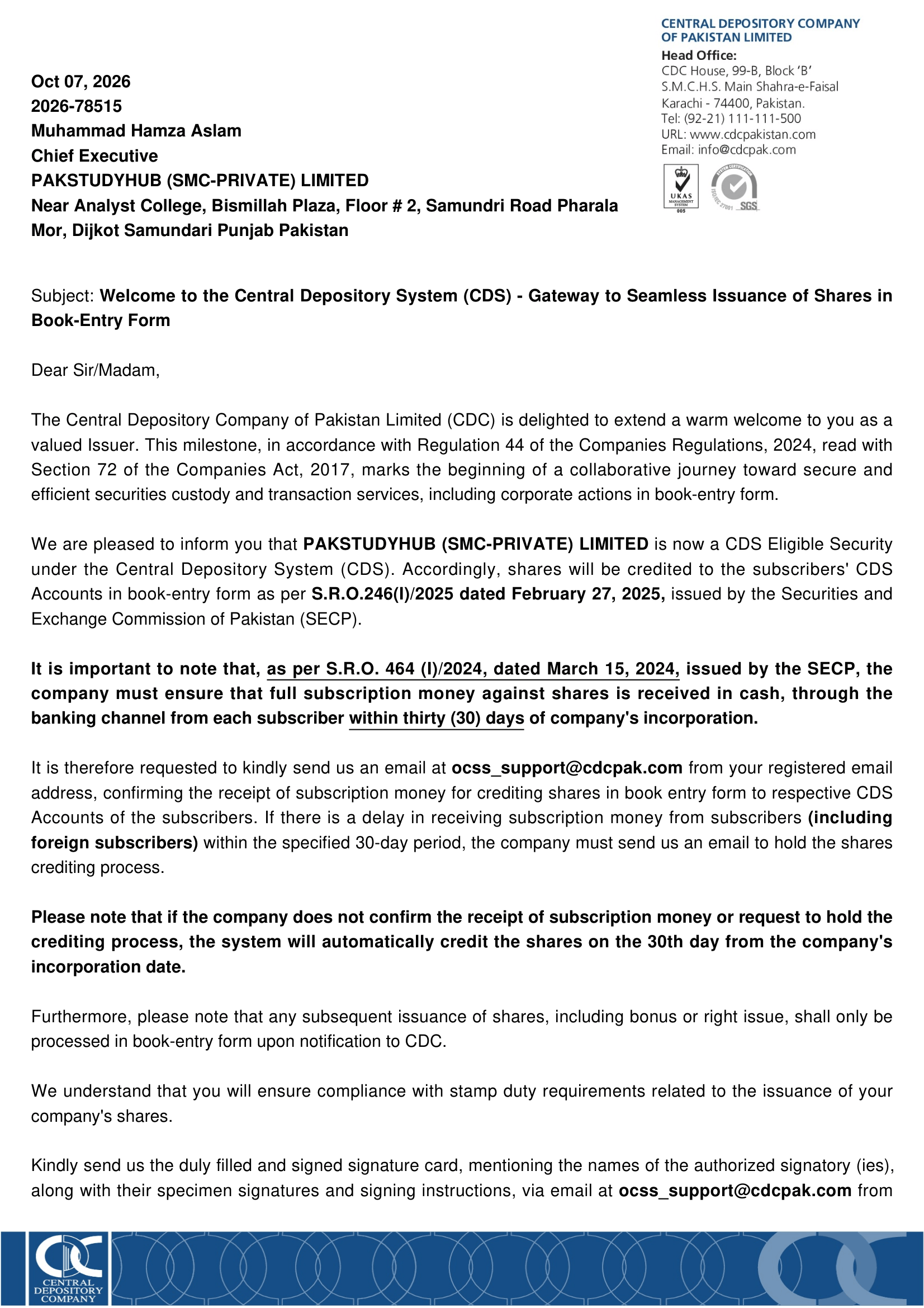 SECP registration certificate